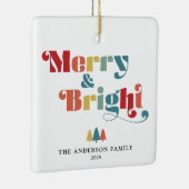 Merry & Bright Retro farbenfrohe Weihnachten Keramikornament (Rechts)
