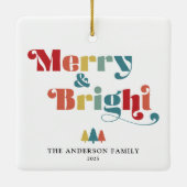 Merry & Bright Retro farbenfrohe Weihnachten Keramikornament (Rückseite)