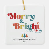 Merry & Bright Retro farbenfrohe Weihnachten Keramikornament (Vorderseite)