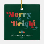 Merry & Bright Retro farbenfrohe Weihnachten Keramikornament (Rückseite)