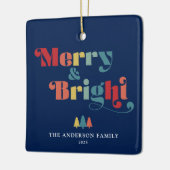 Merry & Bright Retro farbenfrohe Weihnachten Keramikornament (Links)