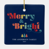 Merry & Bright Retro farbenfrohe Weihnachten Keramikornament (Rückseite)