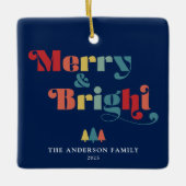 Merry & Bright Retro farbenfrohe Weihnachten Keramikornament (Vorderseite)