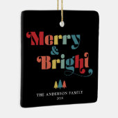 Merry & Bright Retro farbenfrohe Weihnachten Keramikornament (Rechts)