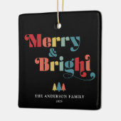 Merry & Bright Retro farbenfrohe Weihnachten Keramikornament (Links)