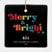 Merry & Bright Retro farbenfrohe Weihnachten Keramikornament (Rückseite)