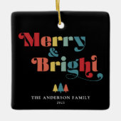 Merry & Bright Retro farbenfrohe Weihnachten Keramikornament (Vorderseite)