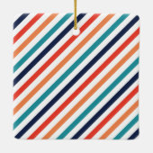 Merry & Bright Retro Farbige Streifen Foto Keramikornament (Rückseite)