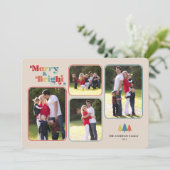 Merry & Bright Retro Farbiges Foto Weihnachten (Stehend Vorderseite)