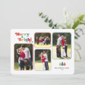 Merry & Bright Retro Farbiges Foto Weihnachten (Stehend Vorderseite)