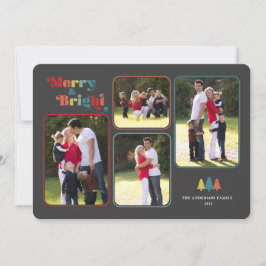 Merry & Bright Retro Farbiges Foto Weihnachten Hol