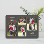 Merry & Bright Retro Farbiges Foto Weihnachten Hol (Stehend Vorderseite)