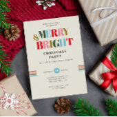 Merry & Bright Retro Farbiges Weihnachtsfest Party Einladung