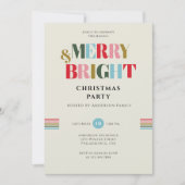 Merry & Bright Retro Farbiges Weihnachtsfest Party Einladung (Vorderseite)