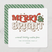 Merry & Bright Retro Feiertagskarte (Vorne/Hinten)