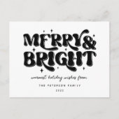 Merry & Bright Retro Feiertagspostkarte (Vorderseite)