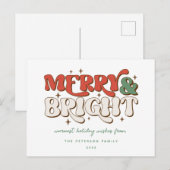 Merry & Bright Retro Feiertagspostkarte (Vorne/Hinten)