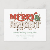 Merry & Bright Retro Feiertagspostkarte (Vorderseite)