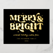 Merry & Bright Retro Folien Feiertagspostkarte (Vorderseite)