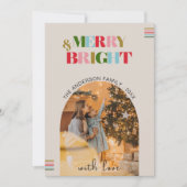 Merry & Bright Retro Fotos Weihnachtskarte Feiertagskarte (Vorderseite)