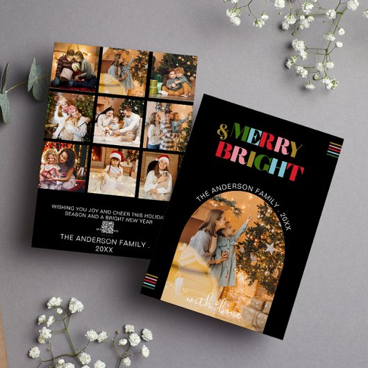 Merry & Bright Retro Fotos Weihnachtskarte Feiertagskarte