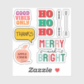 Merry & Bright—Retro Holiday Sticker Pack (Blatt)