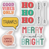 Merry & Bright—Retro Holiday Sticker Pack (Vorderseite)