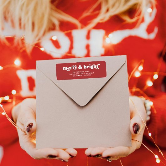 Merry Bright Retro Red Christmas Rücksendeadresse