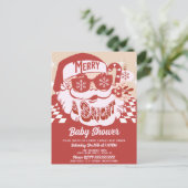 Merry Bright Retro Santa Christmas Baby Dusche Red Postkarte (Stehend Vorderseite)
