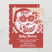 Merry Bright Retro Santa Christmas Baby Dusche Red Postkarte (Vorne/Hinten)
