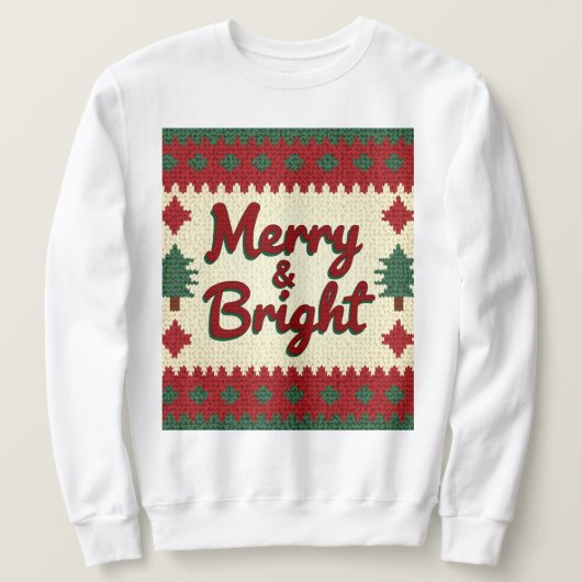 Merry & Bright Retro Ugly Christmas Sweater Patter Sweatshirt (Design vorne)