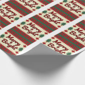 Merry & Bright Retro Ugly Christmas Wrapping Paper Geschenkpapier (Ecke)