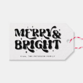 Merry & Bright Retro Weihnachten Geschenkanhänger (Vorderseite (Horizontal))