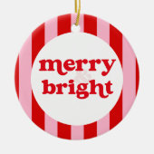 Merry & Bright Retro Weihnachten Keramik Ornament (Vorne)