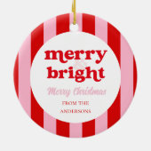 Merry & Bright Retro Weihnachten Keramik Ornament (Hinten)
