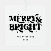 Merry & Bright Retro Weihnachten Ornament Aus Metall (Vorderseite)