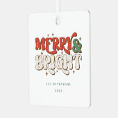Merry & Bright Retro Weihnachten Ornament Aus Metall (Vorderseite links)