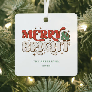 Merry & Bright Retro Weihnachten Ornament Aus Metall