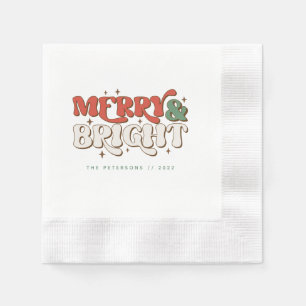 Merry & Bright Retro Weihnachten Serviette