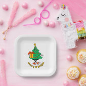 Merry & Bright Retro Weihnachtsbaumpapier Teller (Party)