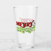 Merry & Bright - Retro Weihnachtsfeiertage Glas (Rückseite)