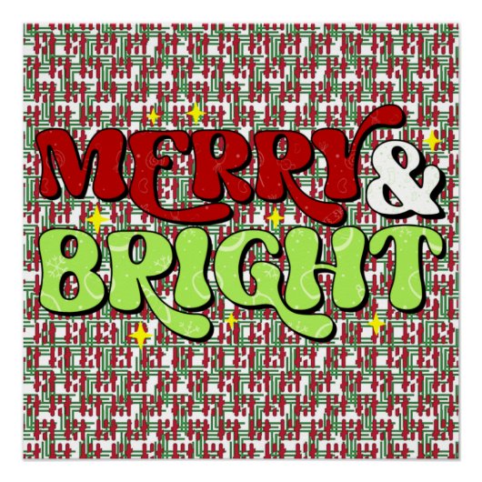 Merry & Bright - Retro Weihnachtsfeiertage Poster (Vorderseite)