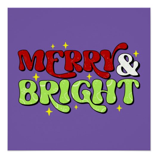 Merry & Bright - Retro Weihnachtsfeiertage Poster (Vorderseite)
