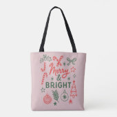 Merry & Bright Retro-Weihnachtsstrumpf | Festlich  Tasche (Rückseite)