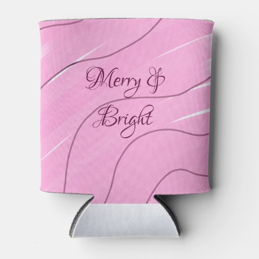 Merry & Bright rosa, lockig doodle Design mädchenh Dosenkühler (Vorderseite)
