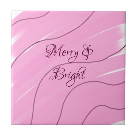 Merry & Bright rosa, lockig doodle Design mädchenh Fliese (Vorderseite)
