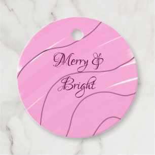 Merry & Bright rosa, lockig doodle Design mädchenh Geschenkanhänger
