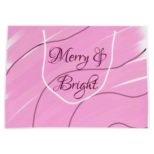 Merry & Bright rosa, lockig doodle Design mädchenh Große Geschenktüte (Vorderseite)