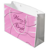 Merry & Bright rosa, lockig doodle Design mädchenh Große Geschenktüte (Rückseite Schrägansicht)