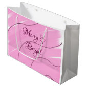 Merry & Bright rosa, lockig doodle Design mädchenh Große Geschenktüte (Vorderseite Schrägansicht)